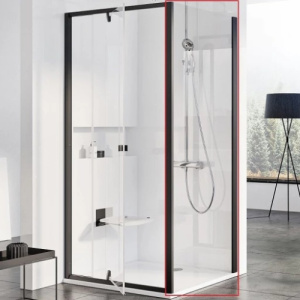 Душевой угол 03GG0300Z1 Дверь PDOP-2 120+90G70300Z1 Неподвижная стенка PPS 900 черный транспарент RAVAK