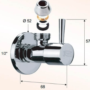 Кран угловой 1/2х3/8 с цангой Minimal Remer RR 128L