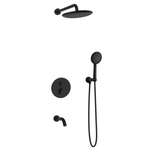 Душевой комплект AVS Termo 4в1 круглый, черный матовый