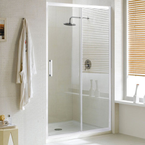 Душевая дверь в нишу AVS Квант 120 профиль белый матовый, стекло прозрачное